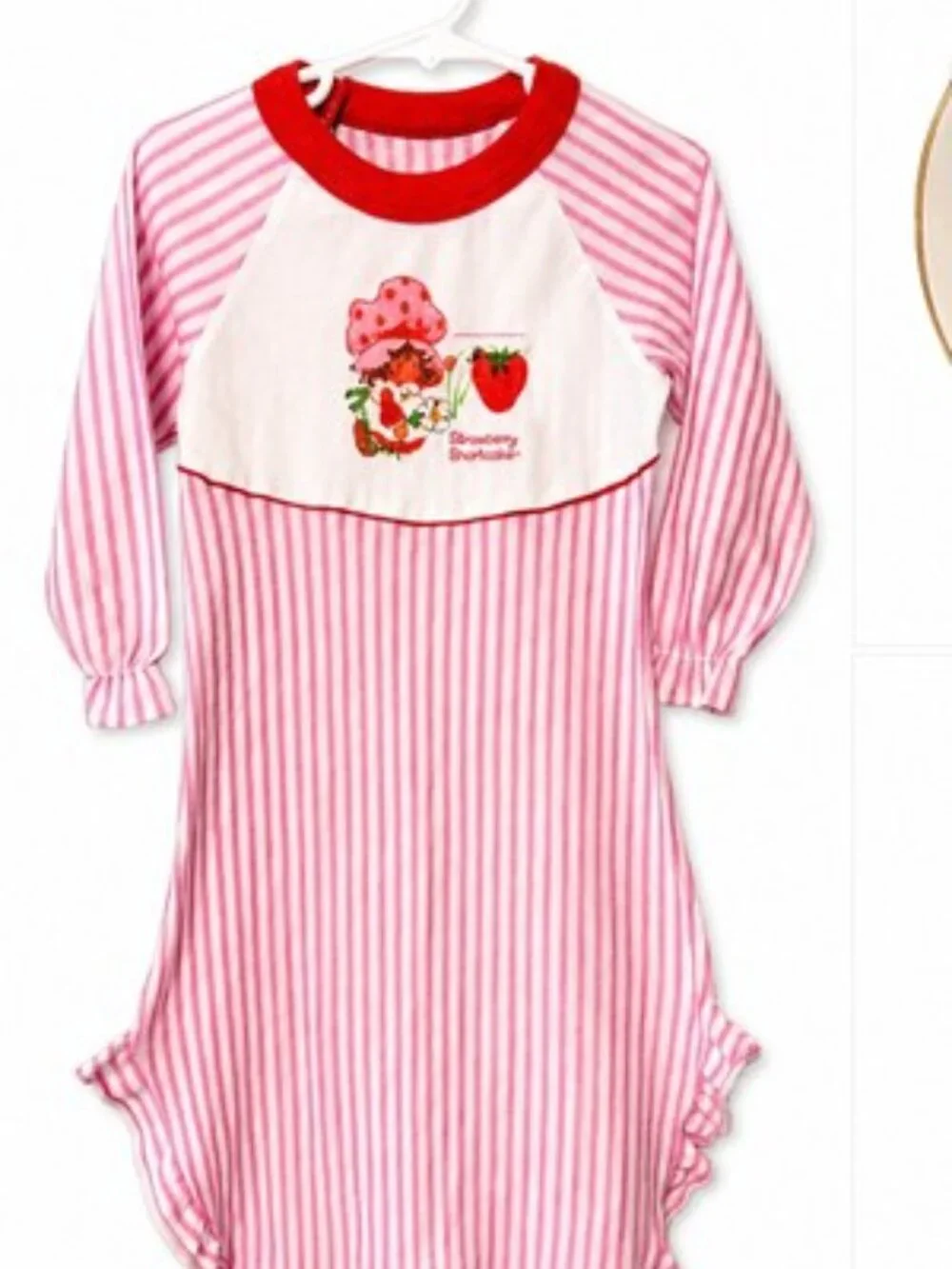 Vintage Strawberry Shortcake Pajama Girls Nightgown Sz‎ 6 Flannel 1980s Striped